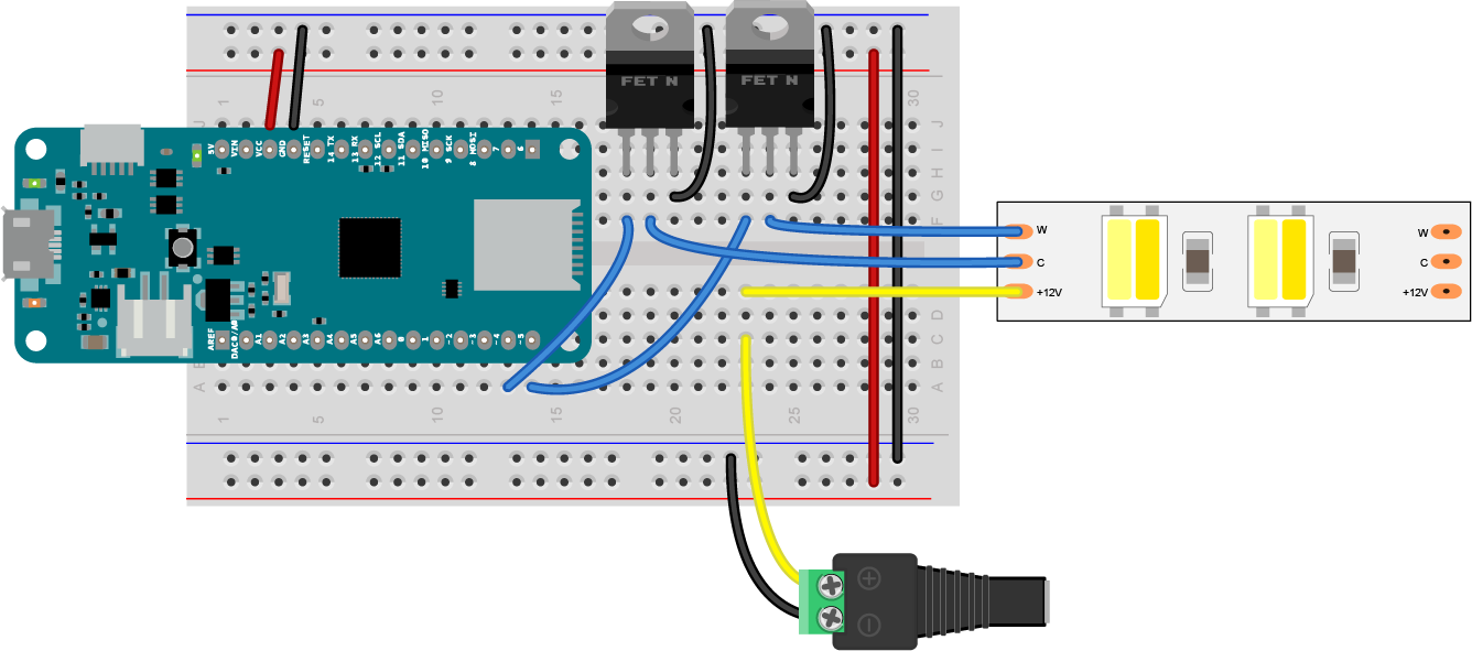 Figure 3. FQP30N06L MOSFET controlling an LED source