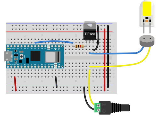 Figure 2. TIP120 transistor controlling an LED source