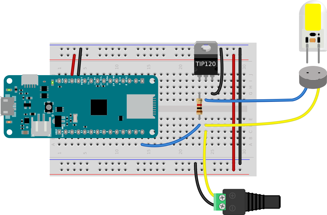Figure 1. TIP120 transistor controlling an LED source