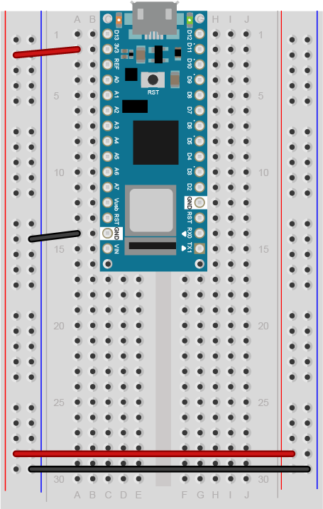 Arduino nano on a breadboard