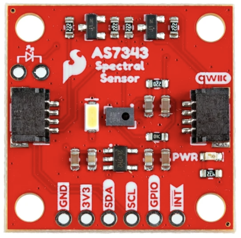 Photo of the Sparkfun AMS AS7341 sensor breakout board