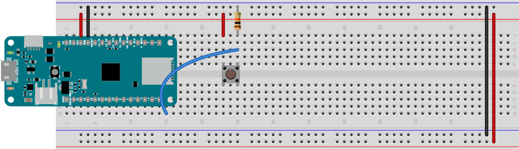 Figure 1. Pushbutton attached to pin 5 of a MKR Zero